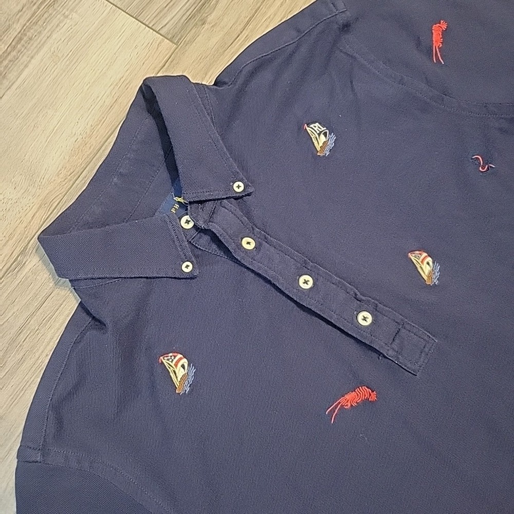 Polo Ralph Lauren Shirt Mens Large Blue AOP Sailboat Lobster Embroidered